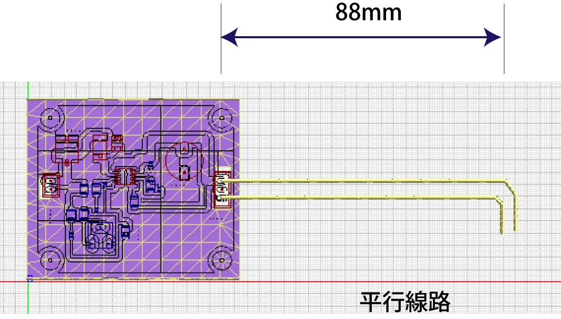 DC電源ラインに平行線路を用いた場合